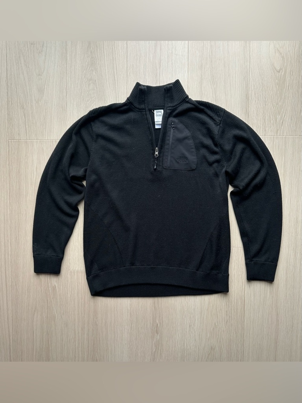 The North Face Wool Blend 1/4 Zip Sweater Men’s L Black Mock Neck